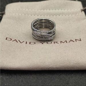 David Yurman Stackable Silver-Tone Twisted Rope Ring sz8